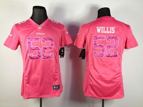 Nike 49ers #52 Patrick Willis Pink Sweetheart Women's Stitched NFL Elite Jersey