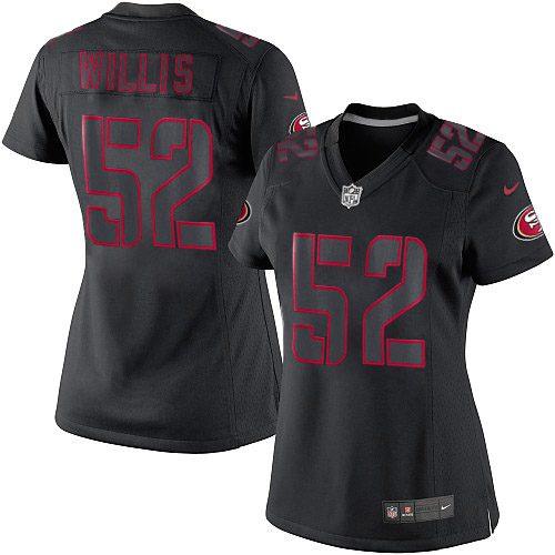 Nike 49ers #52 Patrick Willis Black Impact Women's Stitched NFL Limited Jersey - Click Image to Close