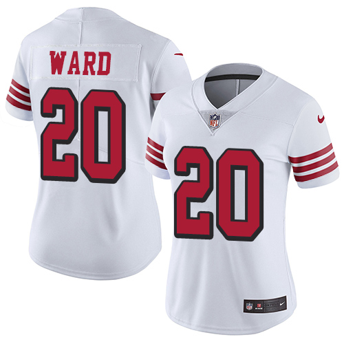 Nike 49ers #20 Jimmie Ward White Rush Women's Stitched NFL Vapor Untouchable Limited Jersey - Click Image to Close