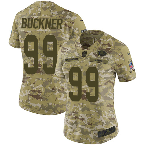 Nike 49ers #99 DeForest Buckner Camo Women's Stitched NFL Limited 2018 Salute to Service Jersey - Click Image to Close