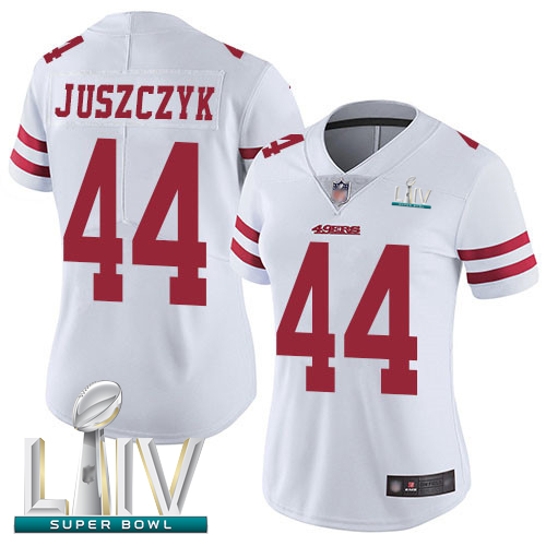 49ers #44 Kyle Juszczyk White Super Bowl LIV Bound Women's Stitched Football Vapor Untouchable Limited Jersey - Click Image to Close