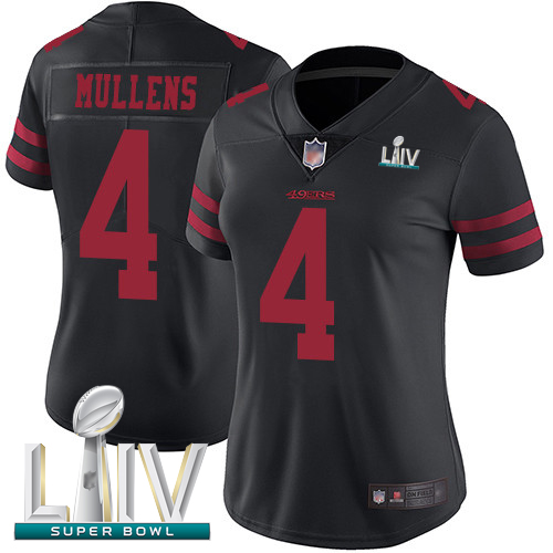 49ers #4 Nick Mullens Black Alternate Super Bowl LIV Bound Women's Stitched Football Vapor Untouchable Limited Jersey - Click Image to Close