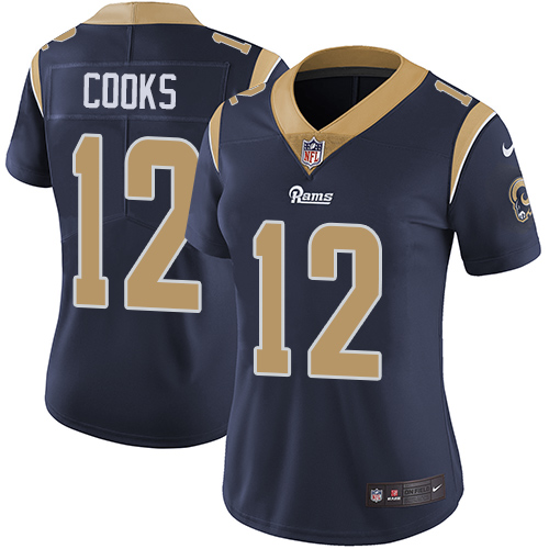 Nike Rams #12 Brandin Cooks Navy Blue Team Color Women's Stitched NFL Vapor Untouchable Limited Jersey - Click Image to Close