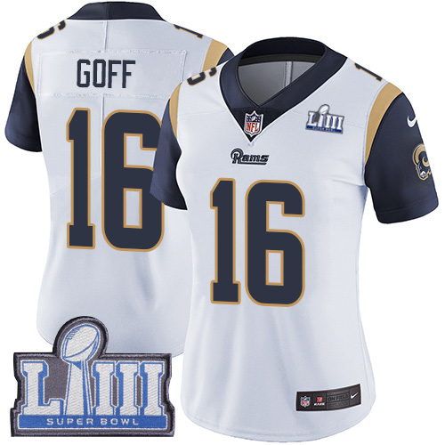 Nike Rams #16 Jared Goff White Super Bowl LIII Bound Women's Stitched NFL Vapor Untouchable Limited Jersey - Click Image to Close