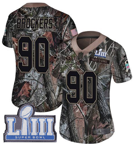 Nike Rams #90 Michael Brockers Camo Super Bowl LIII Bound Women's Stitched NFL Limited Rush Realtree Jersey - Click Image to Close