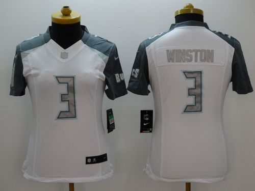 Nike Buccaneers #3 Jameis Winston White Women's Stitched NFL Limited Platinum Jersey - Click Image to Close