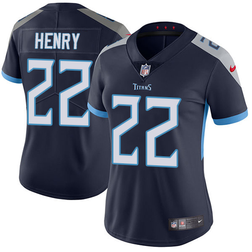 Nike Titans #22 Derrick Henry Navy Blue Team Color Women's Stitched NFL Vapor Untouchable Limited Jersey - Click Image to Close