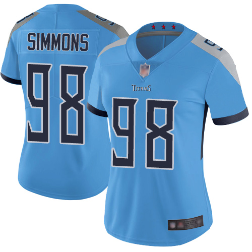 Titans #98 Jeffery Simmons Light Blue Alternate Women's Stitched Football Vapor Untouchable Limited Jersey - Click Image to Close