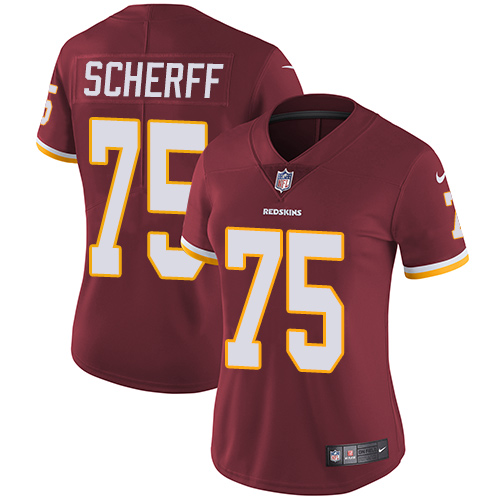 Nike Redskins #75 Brandon Scherff Burgundy Red Team Color Women's Stitched NFL Vapor Untouchable Limited Jersey