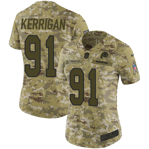 Nike Redskins #91 Ryan Kerrigan Camo Women's Stitched NFL Limited 2018 Salute to Service Jersey