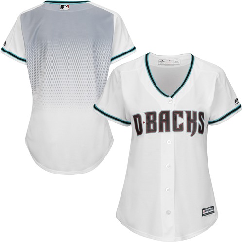 Diamondbacks Blank White/Teal Home Women's Stitched MLB Jersey - Click Image to Close