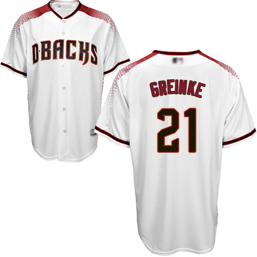 Diamondbacks #21 Zack Greinke White/Crimson Home Women's Stitched MLB Jersey