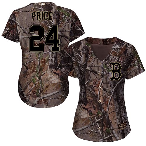 Red Sox #24 David Price Camo Realtree Collection Cool Base Women's Stitched MLB Jersey - Click Image to Close