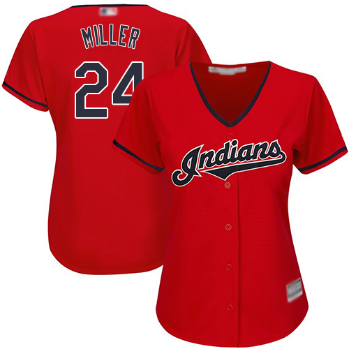 Indians #24 Andrew Miller Red Women's Stitched MLB Jersey - Click Image to Close