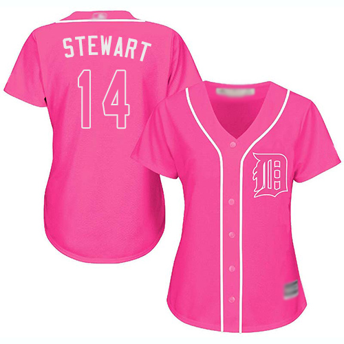 Tigers #14 Christin Stewart Pink Fashion Women's Stitched MLB Jersey - Click Image to Close