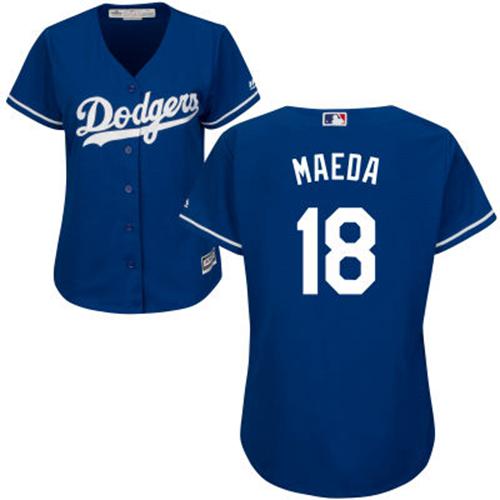 Dodgers #18 Kenta Maeda Blue Alternate Women's Stitched MLB Jersey - Click Image to Close