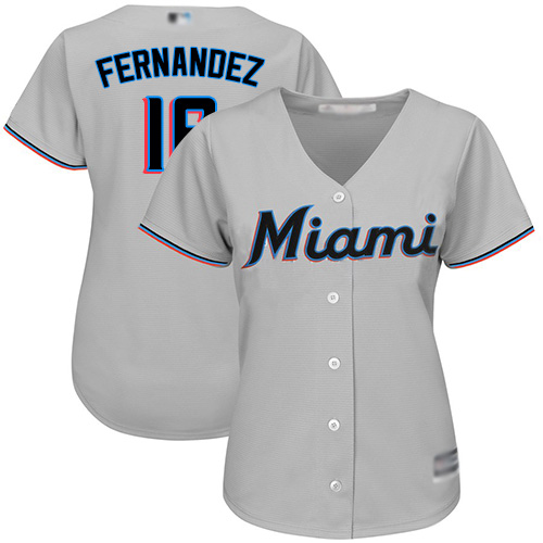 Marlins #16 Jose Fernandez Grey Road Women's Stitched MLB Jersey - Click Image to Close