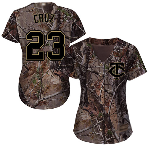 Twins #23 Nelson Cruz Camo Realtree Collection Cool Base Women's Stitched MLB Jersey