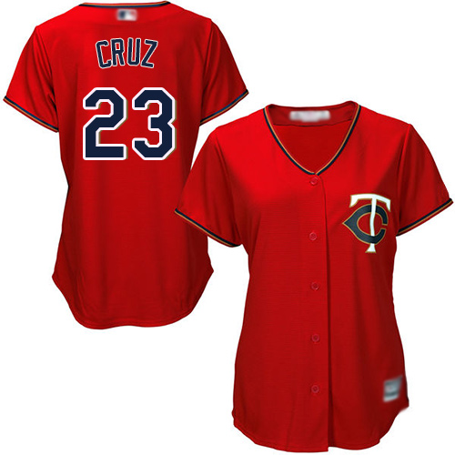 Twins #23 Nelson Cruz Red Alternate Women's Stitched MLB Jersey - Click Image to Close