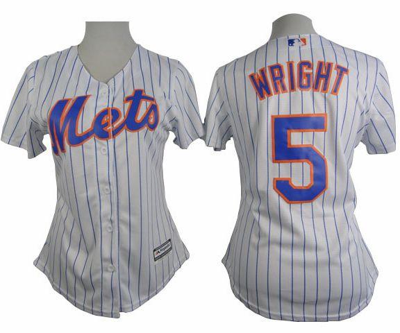 Mets #5 David Wright White(Blue Strip) Women's Home Stitched MLB Jersey - Click Image to Close