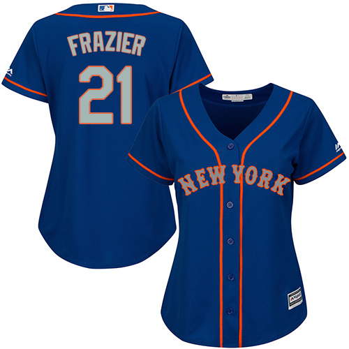 Mets #21 Todd Frazier Blue(Grey NO.) Alternate Women's Stitched MLB Jersey - Click Image to Close