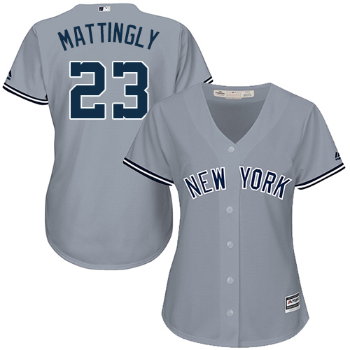 Yankees #23 Don Mattingly Grey Road Women's Stitched MLB Jersey - Click Image to Close