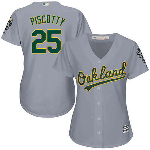 Athletics #25 Stephen Piscotty Grey Road Women's Stitched MLB Jersey