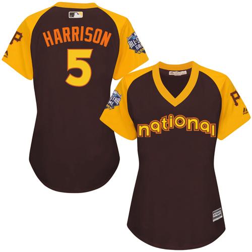 Pirates #5 Josh Harrison Brown 2016 All-Star National League Women's Stitched MLB Jersey - Click Image to Close