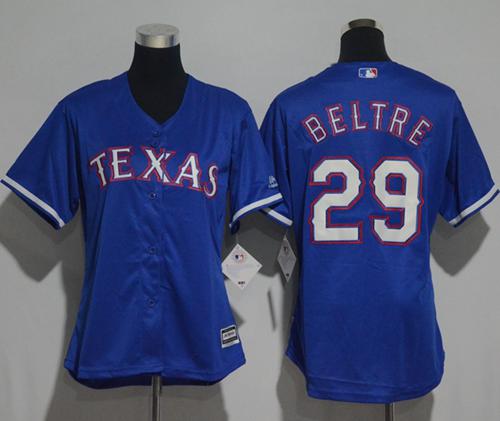 Rangers #29 Adrian Beltre Blue Alternate Women's Stitched MLB Jersey - Click Image to Close