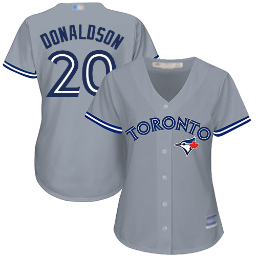 Blue Jays #20 Josh Donaldson Grey Road Women's Stitched Baseball Jersey - Click Image to Close