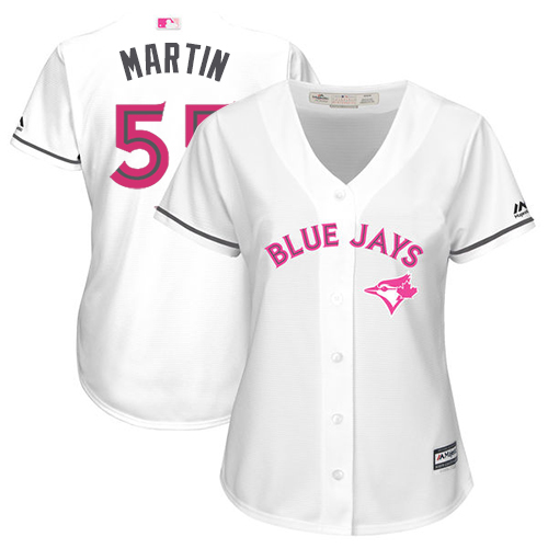 Blue Jays #55 Russell Martin White Mother's Day Cool Base Women's Stitched MLB Jersey - Click Image to Close