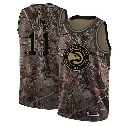 Nike Hawks #11 Trae Young Camo Women's NBA Swingman Realtree Collection Jersey - Click Image to Close