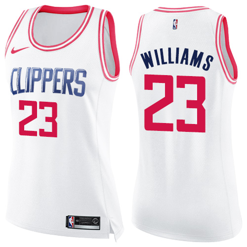 Nike Clippers #23 Louis Williams White/Pink Women's NBA Swingman Fashion Jersey