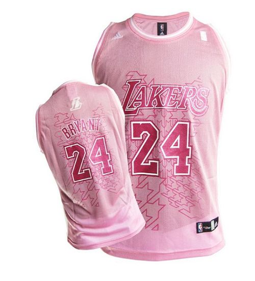 Lakers #24 Kobe Bryant Pink Fashion Women's Stitched NBA Jersey - Click Image to Close