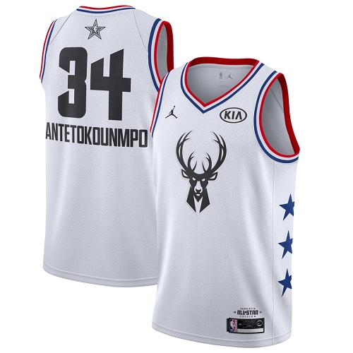 Nike Bucks #34 Giannis Antetokounmpo White Women's NBA Jordan Swingman 2019 All-Star Game Jersey