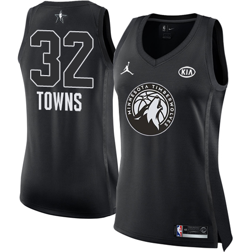 Nike Timberwolves #32 Karl-Anthony Towns Black Women's NBA Jordan Swingman 2018 All-Star Game Jersey - Click Image to Close