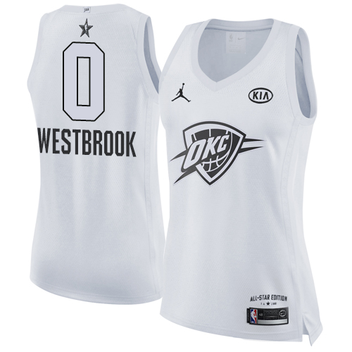 Nike Thunder #0 Russell Westbrook White Women's NBA Jordan Swingman 2018 All-Star Game Jersey - Click Image to Close