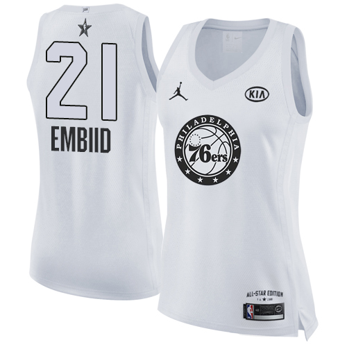 Nike 76ers #21 Joel Embiid White Women's NBA Jordan Swingman 2018 All-Star Game Jersey - Click Image to Close