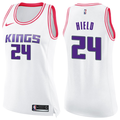 Nike Kings #24 Buddy Hield White/Pink Women's NBA Swingman Fashion Jersey