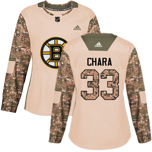 Adidas Bruins #33 Zdeno Chara Camo Authentic 2017 Veterans Day Women's Stitched NHL Jersey - Click Image to Close