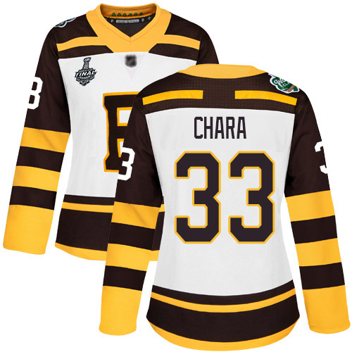 Bruins #33 Zdeno Chara White Authentic 2019 Winter Classic Stanley Cup Final Bound Women's Stitched Hockey Jersey - Click Image to Close