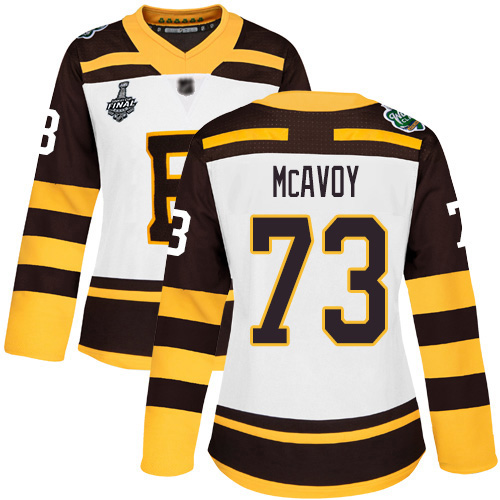 Bruins #73 Charlie McAvoy White Authentic 2019 Winter Classic Stanley Cup Final Bound Women's Stitched Hockey Jersey - Click Image to Close