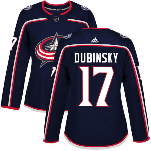 Adidas Blue Jackets #17 Brandon Dubinsky Navy Blue Home Authentic Women's Stitched NHL Jersey