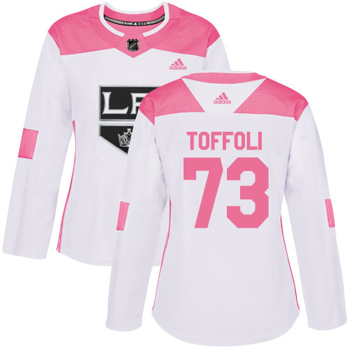 Adidas Kings #73 Tyler Toffoli White/Pink Authentic Fashion Women's Stitched NHL Jersey - Click Image to Close