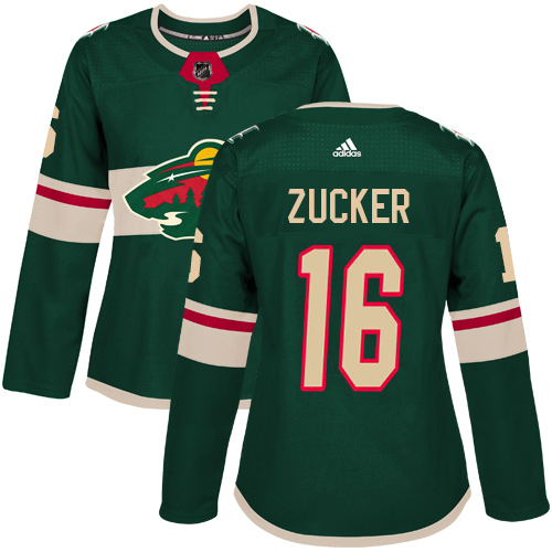 Adidas Wild #16 Jason Zucker Green Home Authentic Women's Stitched NHL Jersey - Click Image to Close