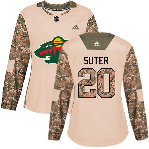 Adidas Wild #20 Ryan Suter Camo Authentic 2017 Veterans Day Women's Stitched NHL Jersey