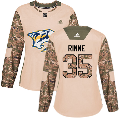 Adidas Predators #35 Pekka Rinne Camo Authentic 2017 Veterans Day Women's Stitched NHL Jersey - Click Image to Close