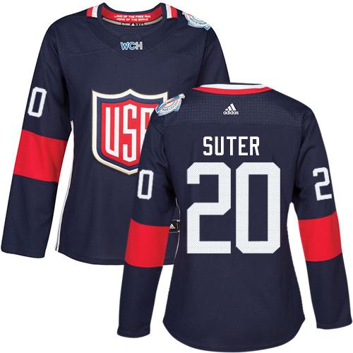 Team USA #20 Ryan Suter Navy Blue 2016 World Cup Women's Stitched NHL Jersey - Click Image to Close