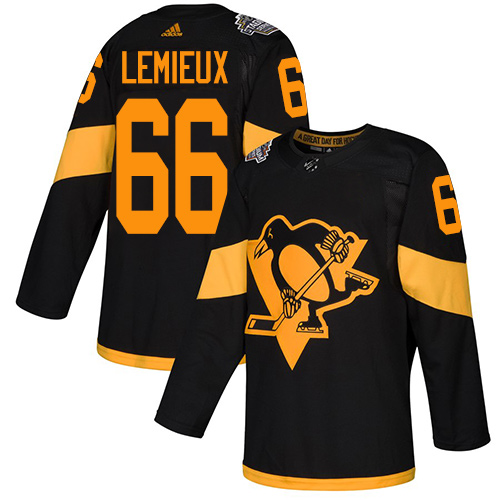 Adidas Penguins #66 Mario Lemieux Black Authentic 2019 Stadium Series Women's Stitched NHL Jersey - Click Image to Close