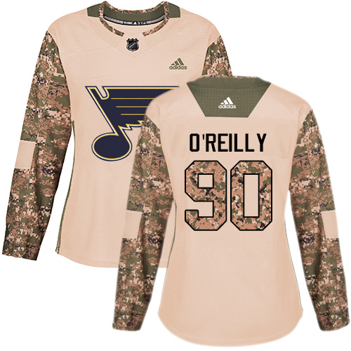 Adidas Blues #90 Ryan O'Reilly Camo Authentic 2017 Veterans Day Women's Stitched NHL Jersey